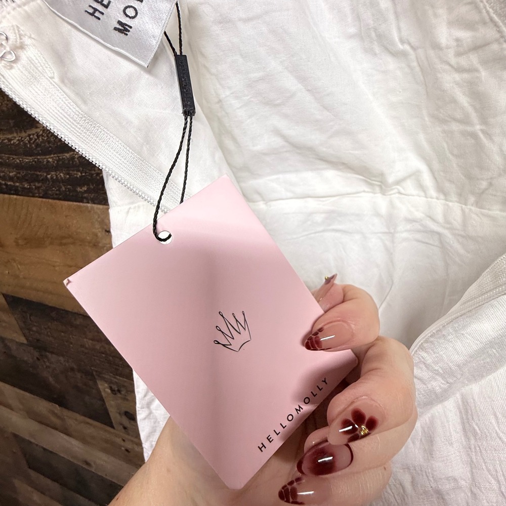 NEW Hello Molly White Mini Dress Scalloped Lace Trim V Neck Sleeveless Size S - Picture 6 of 9